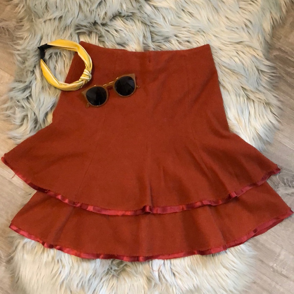 💥SOLD💥LA FLEUR BURNT ORANGE RUFFLED SKIRT